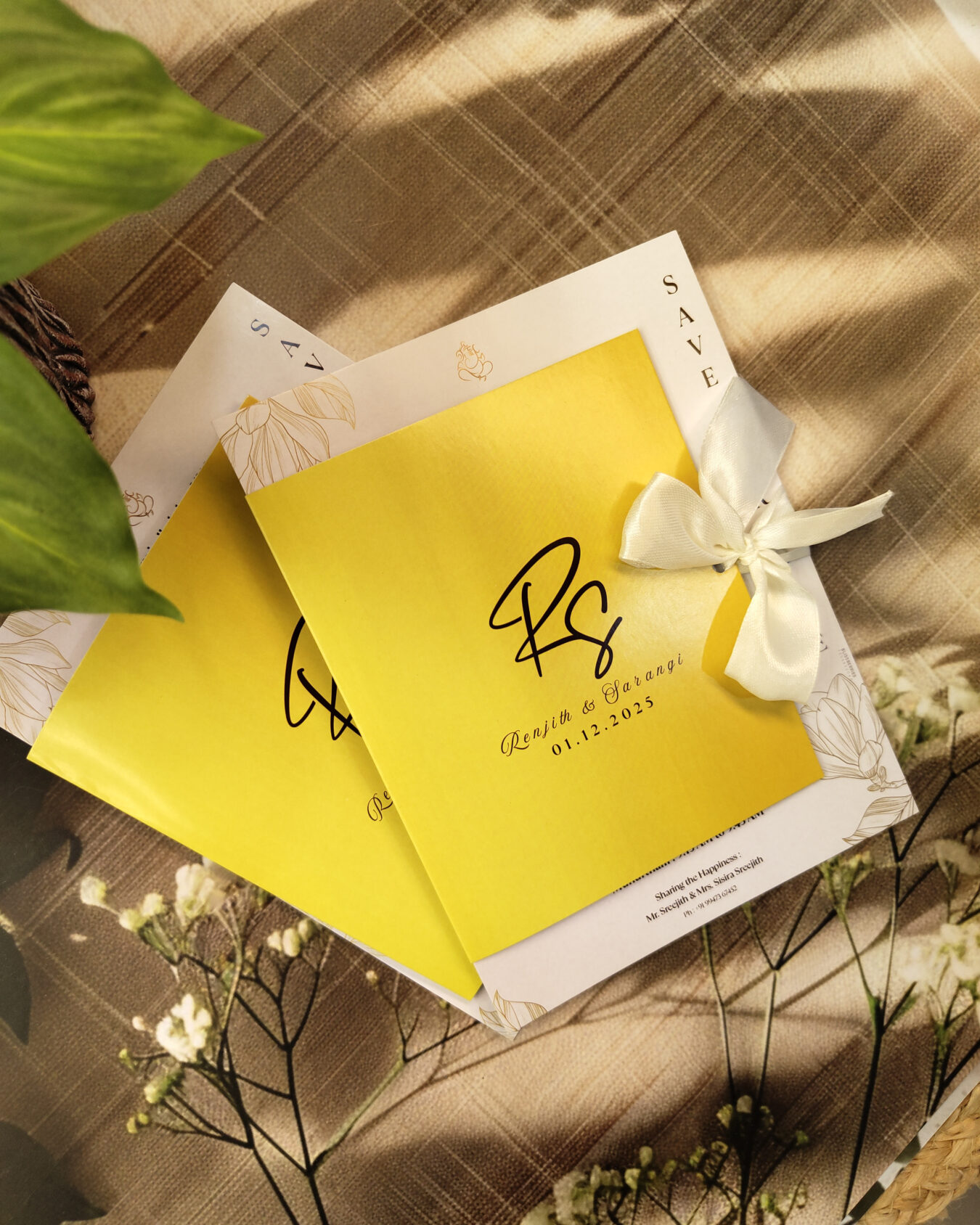 Sunny Bliss Bow Delight-Yellow Bow Wedding Invitation Card
