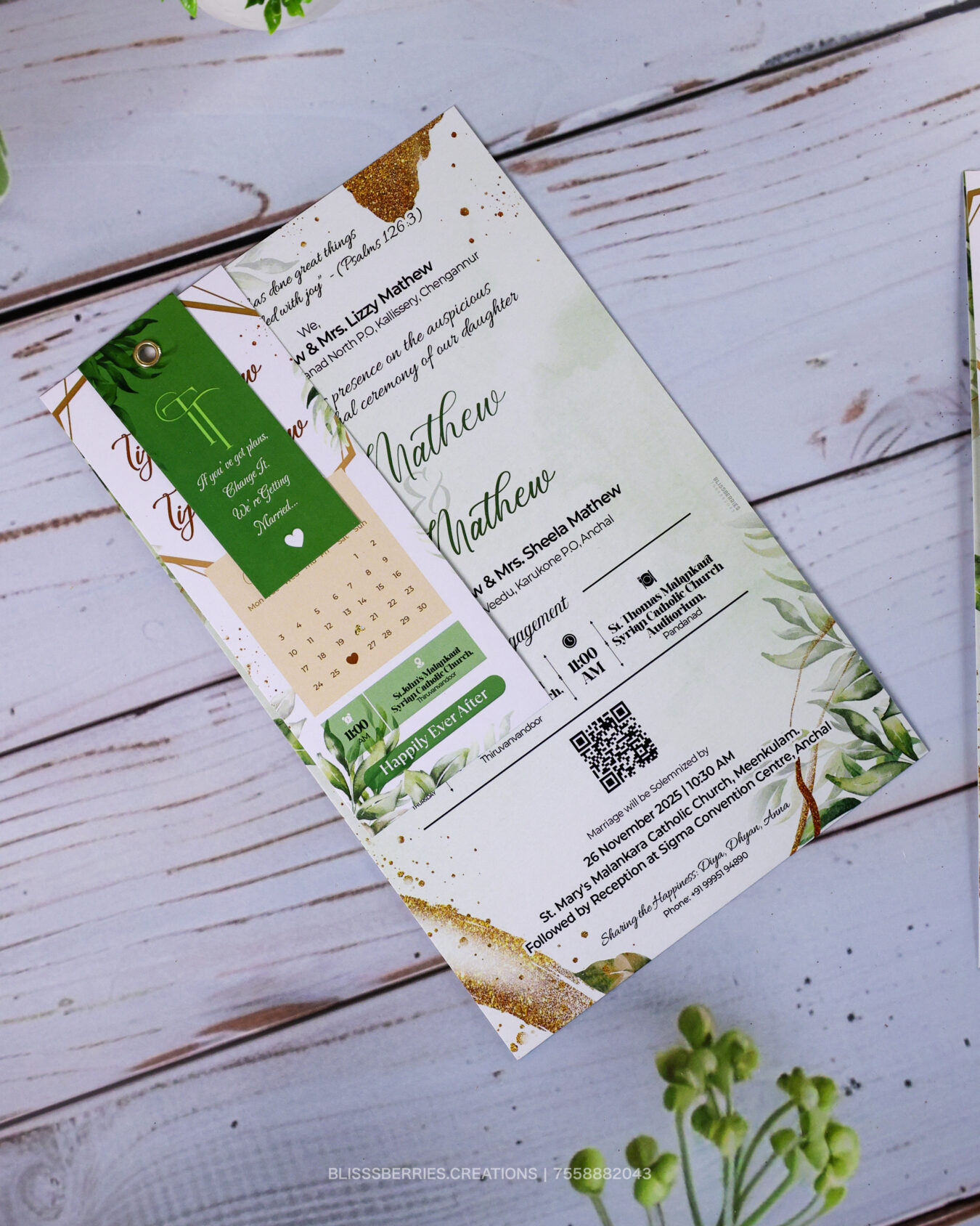 3 Layer Wedding Invitation Card with Rivet Binding