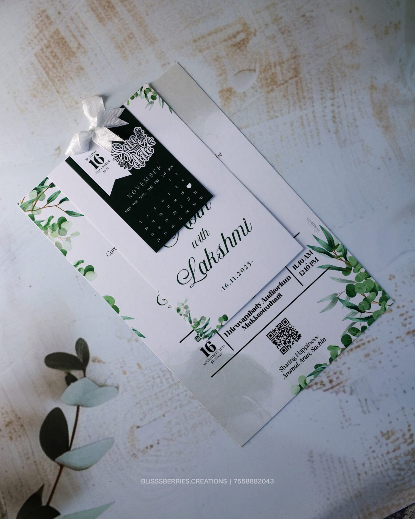 RibbonGrace Tri‑Layer Wedding Invitation – 3 Layer Elegant Card with Satin Ribbon, Personalized Inserts.