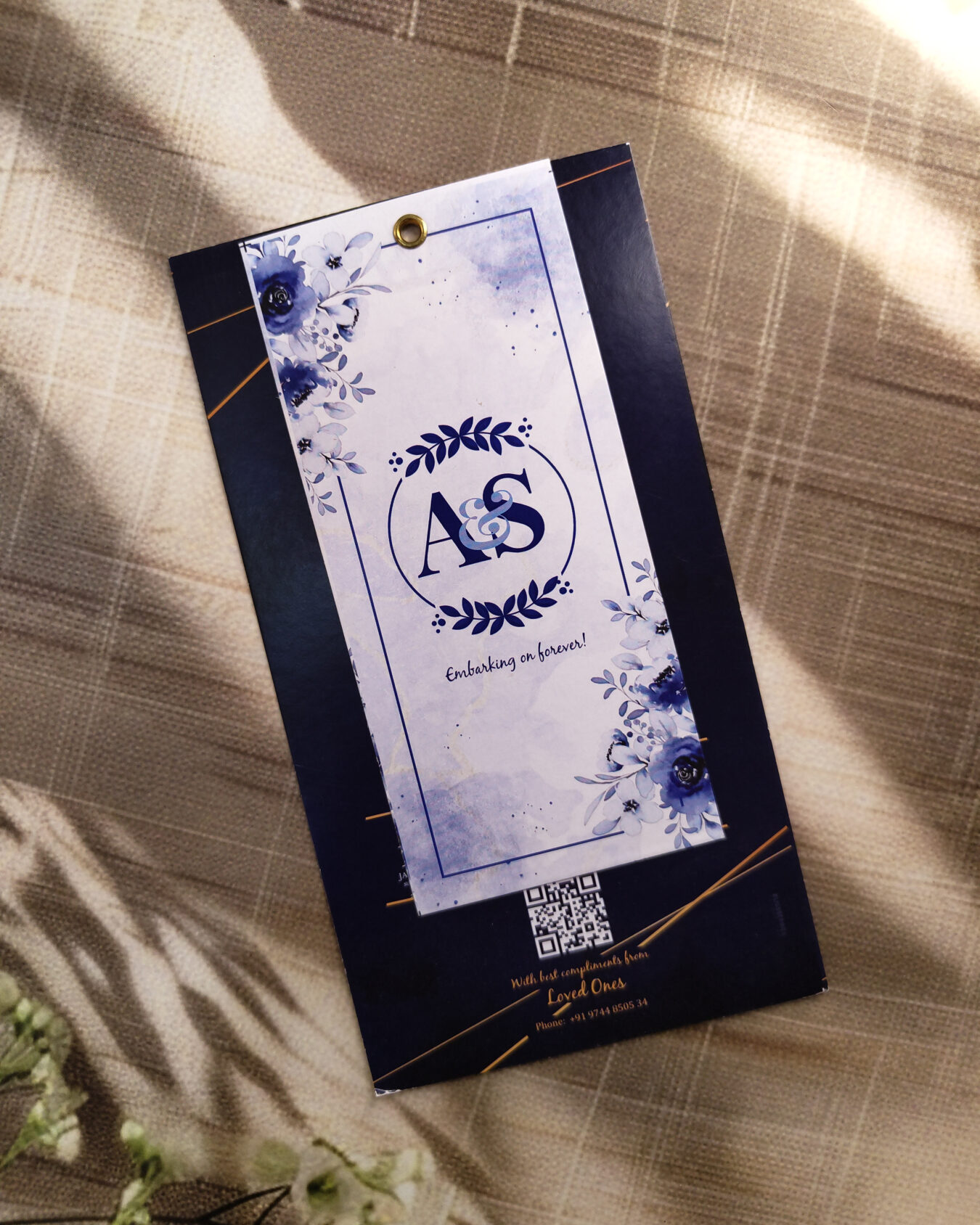 Navy Blue-2-Layer Wedding Invitation Card