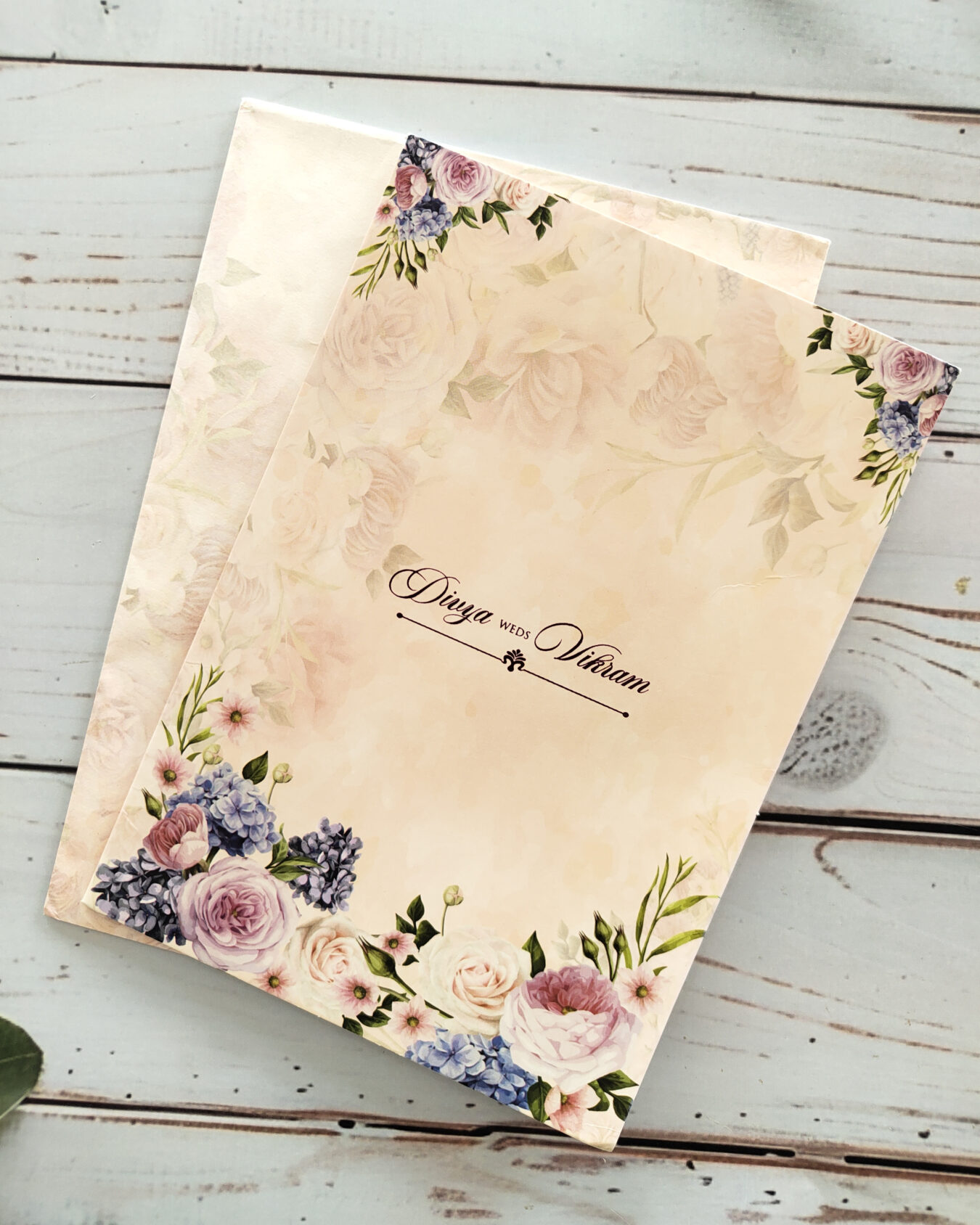 Floral Wedding Invitation Card with Envelope