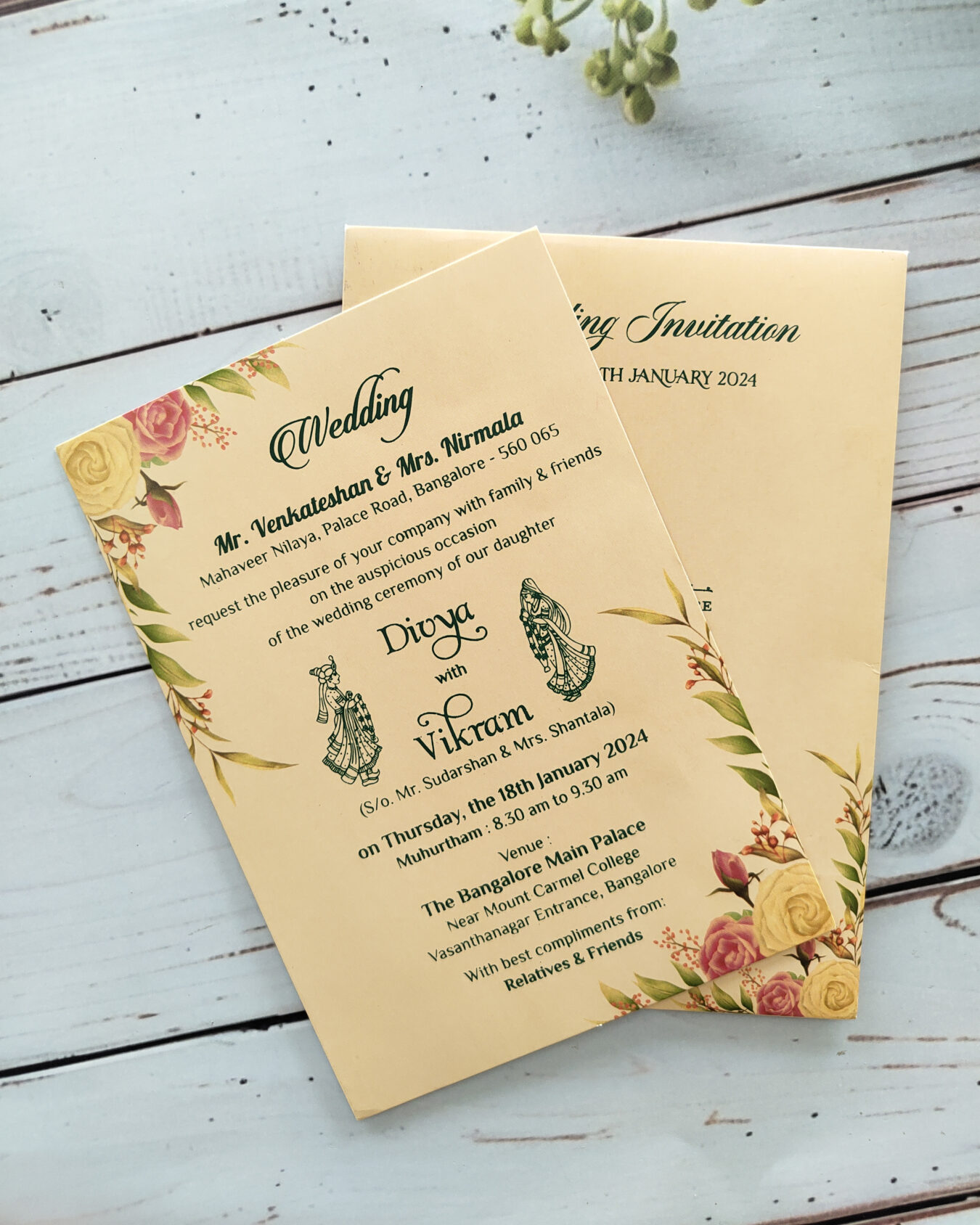 Sandal Color Wedding Card with Envelope