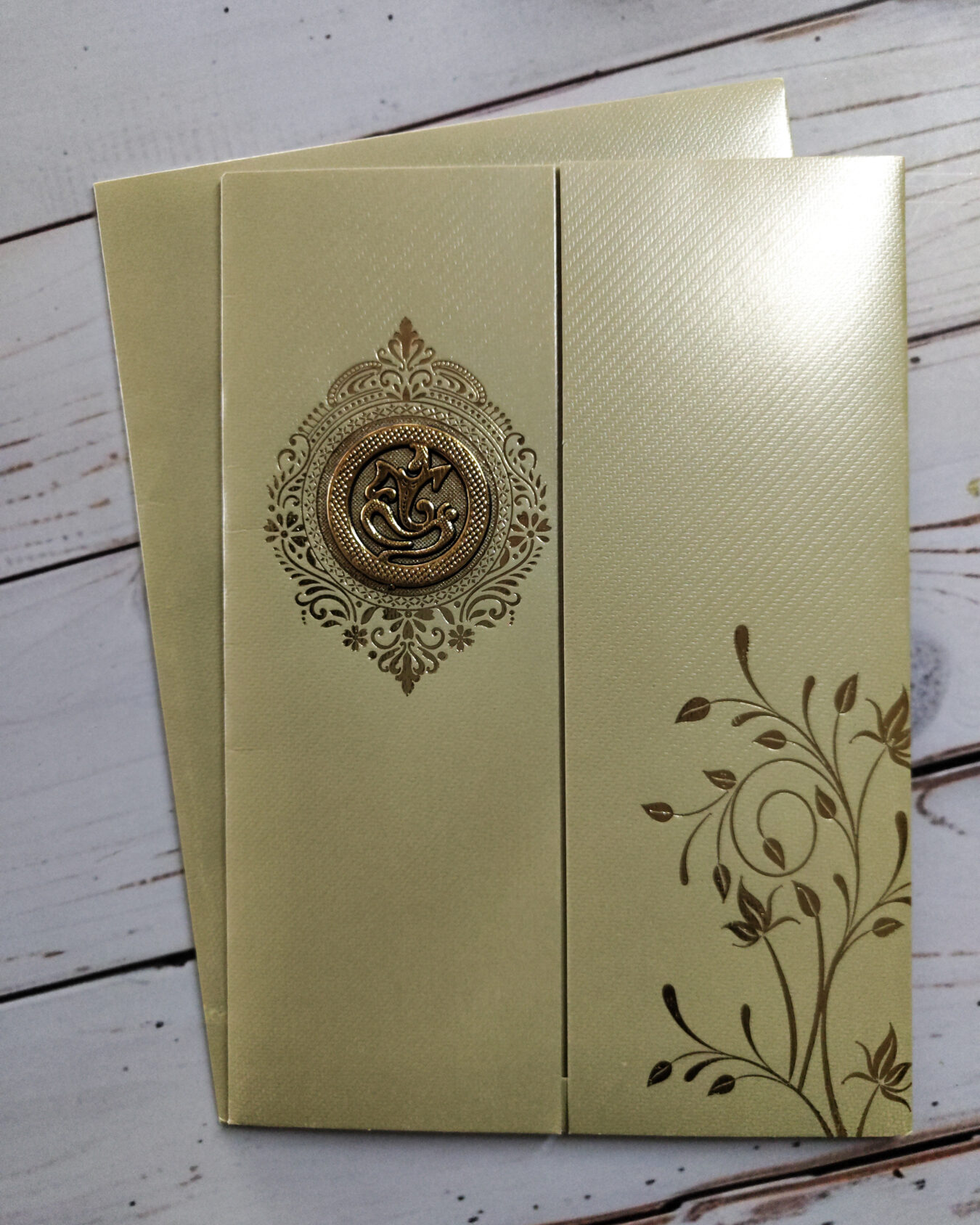PREMIUM OLIVE GREEN Gold Foiled Opening Wedding Invitation Card with Matching Envelope