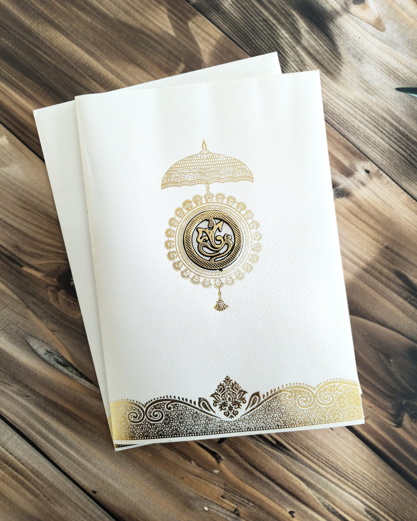 White Wedding Card with Gold Foil Detailing & Matching Envelope