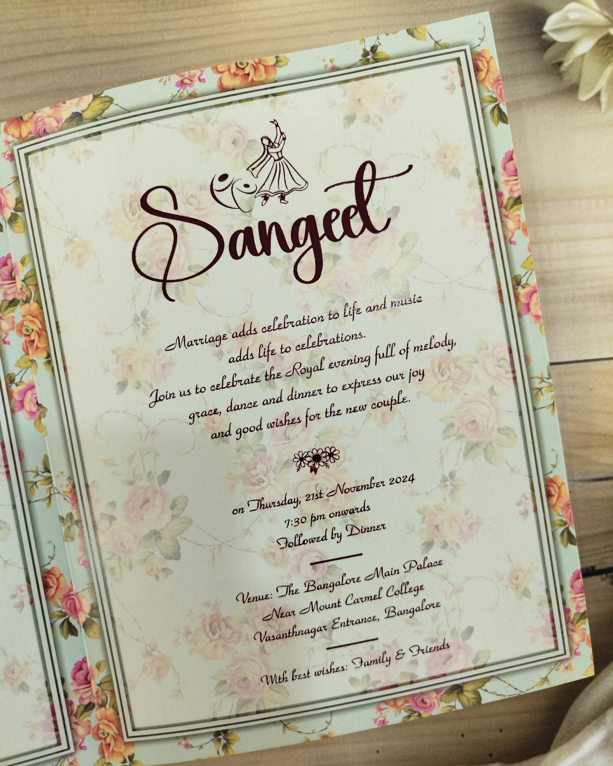 Shopper Style Rose Floral Wedding Card - Image 2