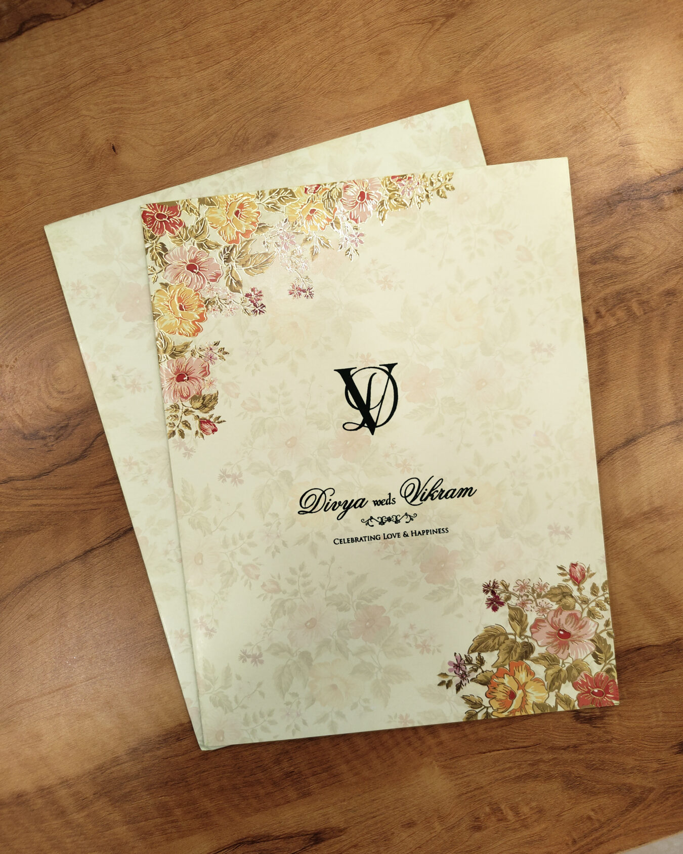 Pastel Green Floral Wedding Invitation Card with Matching Envelope