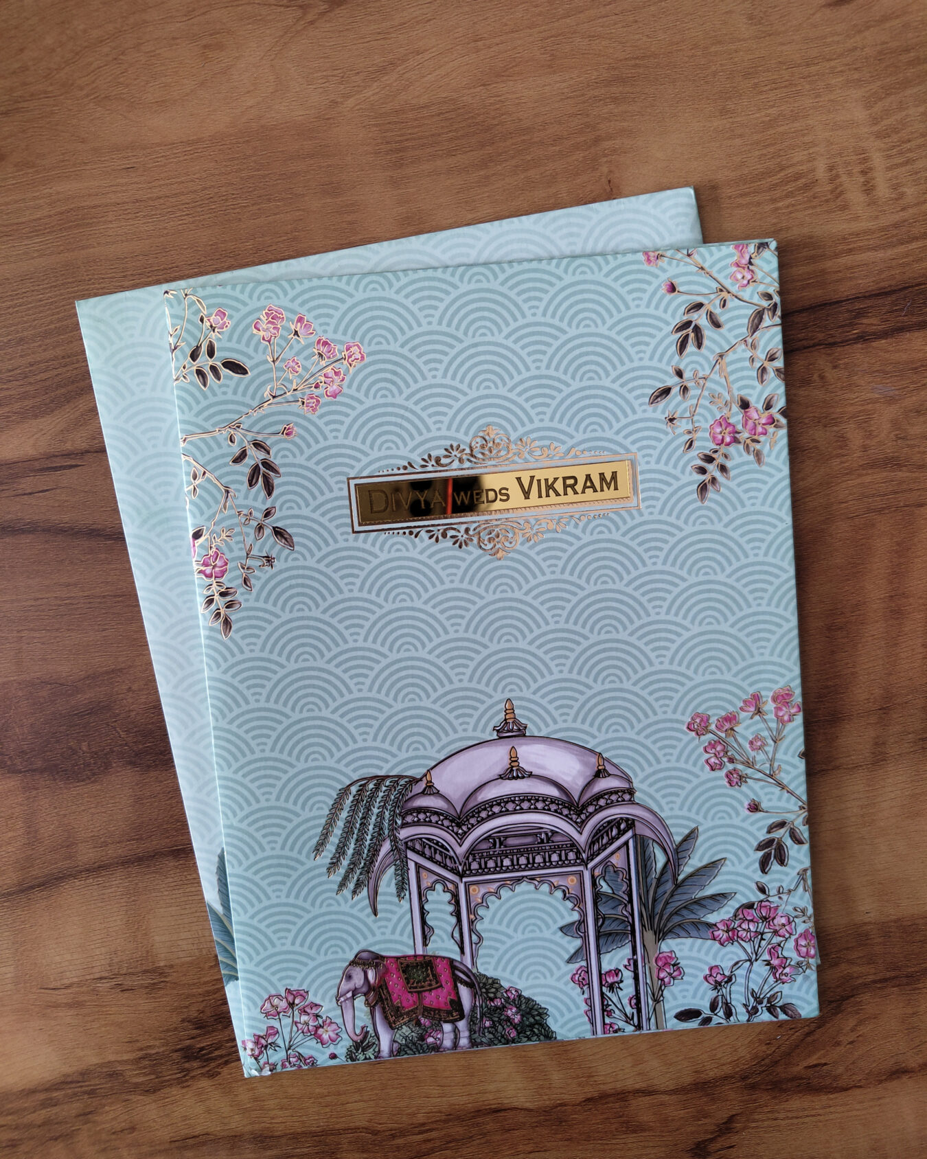 Mint Blossom Wedding Invitation Card with Acrylic Nameplate&Matching Envelope