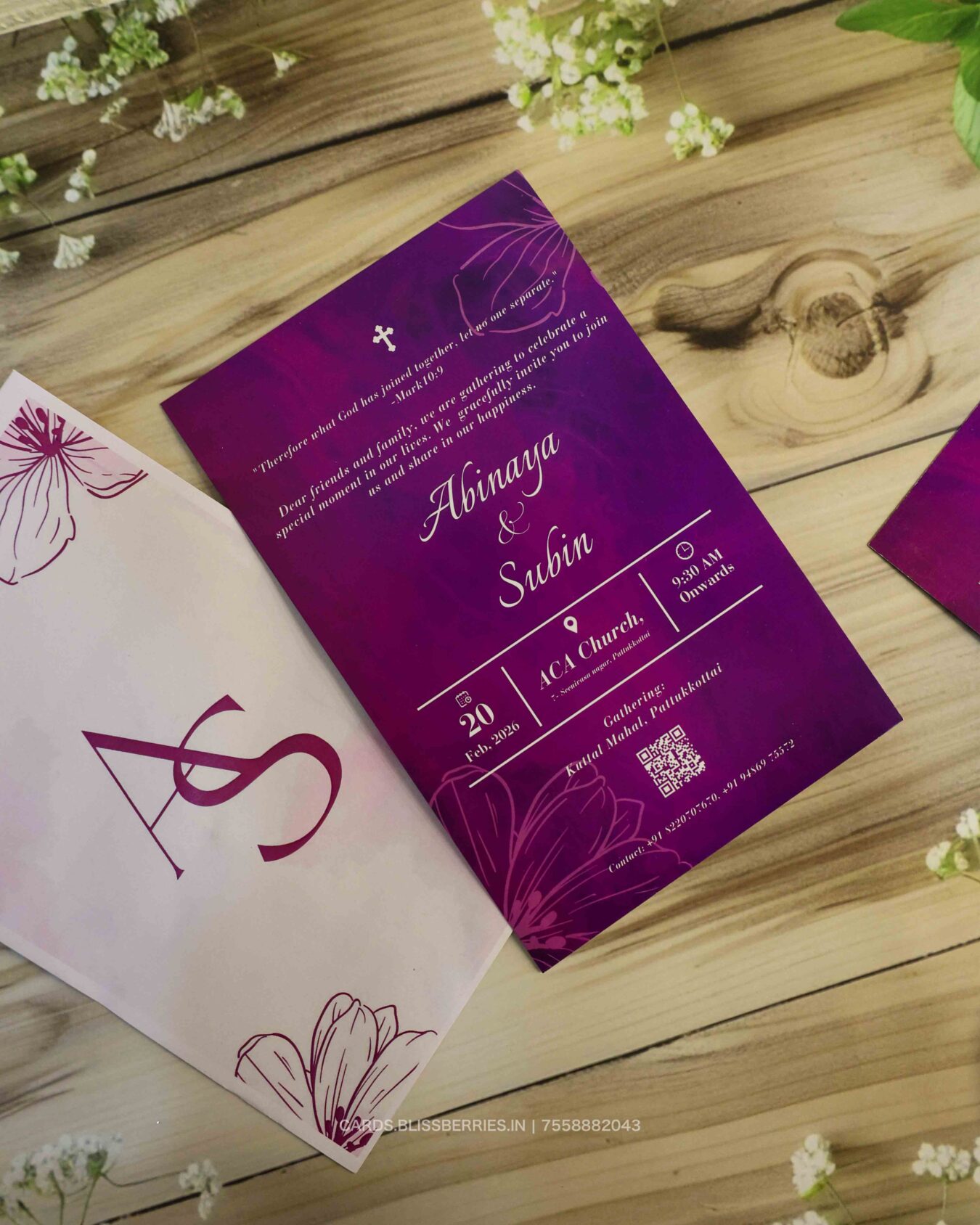Pinkish Single Layer Invitation Card with Envelope | Simple & Elegant Design